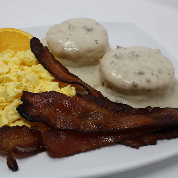 FUBAR Pizza Bar restaurant pizzeria in Fort Walton beach, Florida brunch breakfast bacon eggs biscuits gravy