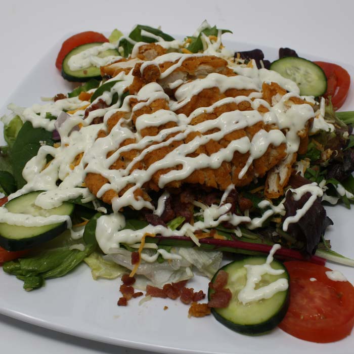 FUBAR Pizza Bar restaurant pizzeria in Fort Walton beach, Florida breaded crispy chicken salad